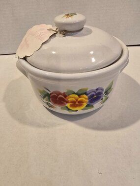 Candle 3-wick Individual Cassarole Dish Lidded Corning Summer Blush Floral Pansy